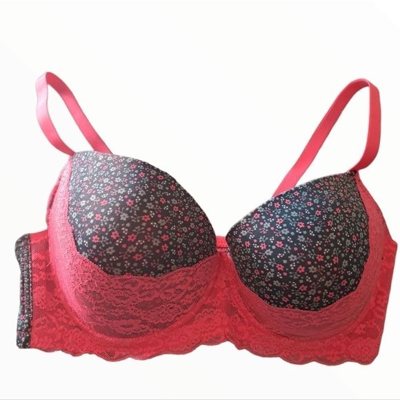YOUMITA Underwire Micro Floral Hot Pink Bra 42D - Picture 1 of 8